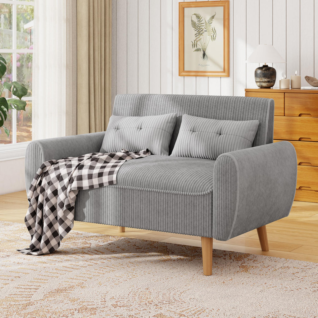 Light Grey 2 Seat Loveseat Sofa with Tapered Legs F91718
