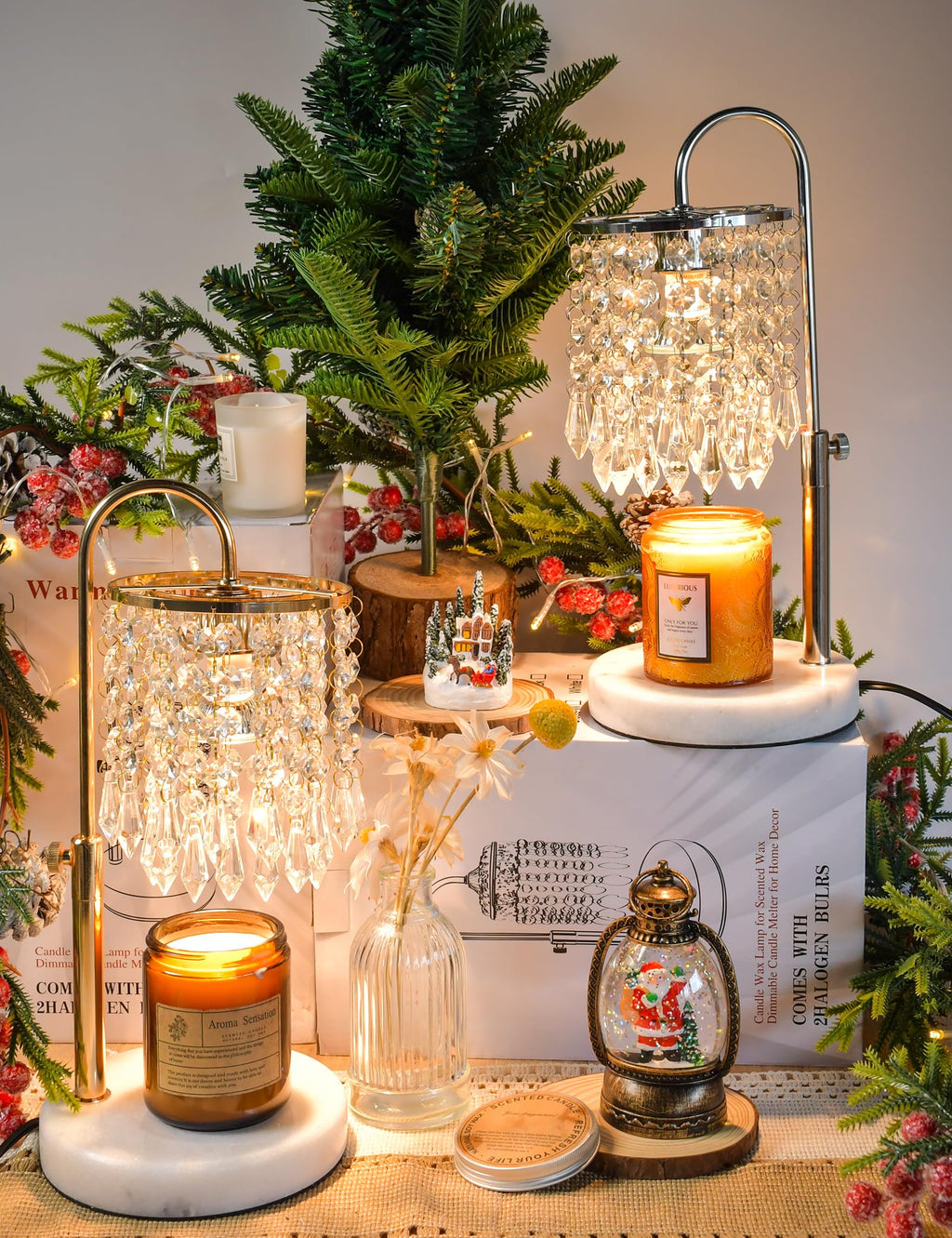 Candle Warmer Lamp with Timer Dimmable Adjustable Height Gold H85662