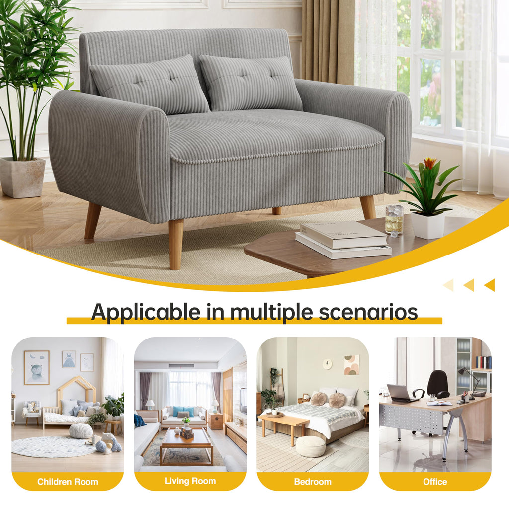 Light Grey 2 Seat Loveseat Sofa with Tapered Legs F91718